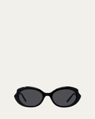 Loewe Round Slim Acetate Sunglasses In Ivory