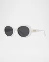 Loewe Round Slim Acetate Sunglasses In Bianco/grigio