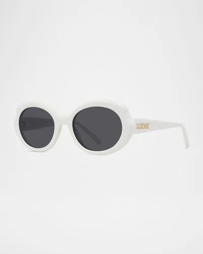 Loewe Round Slim Acetate Sunglasses In Bianco/grigio