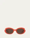 Loewe Round Slim Acetate Sunglasses In Shiny Orange/brown