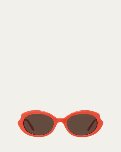 Loewe Round Slim Acetate Sunglasses In Shiny Orange/brown