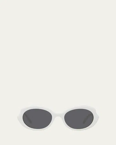 Loewe Round Slim Acetate Sunglasses In White