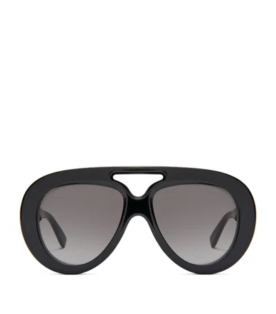 Loewe Round Spoiler Aviator Sunglasses In Black