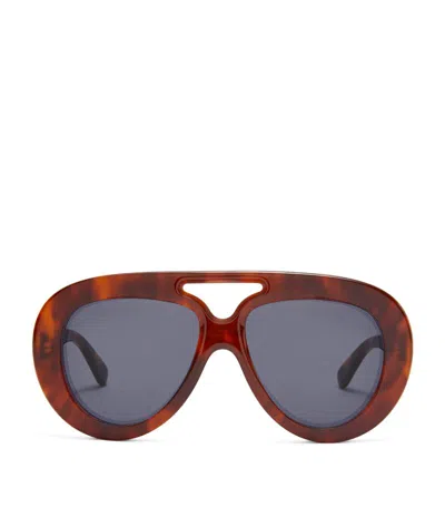 Loewe Round Spoiler Aviator Sunglasses In Brown
