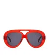 Loewe Round Spoiler Aviator Sunglasses In Shiny Red/smoke