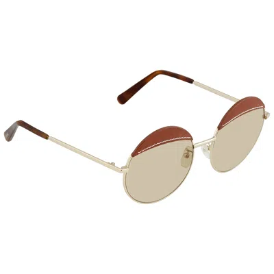 Loewe Round Stitch Ladies Gradient Sunglasses Lw40007u33n58 In ["brown","gold Tone"]