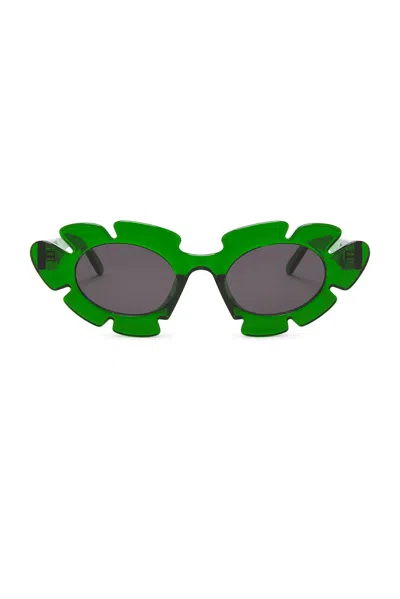 Loewe Round Sunglasses In Dark Green & Smoke