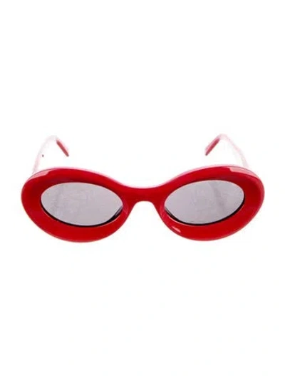 Pre-owned Loewe Round Tinted Sunglasses W/ Tags In Gold/red