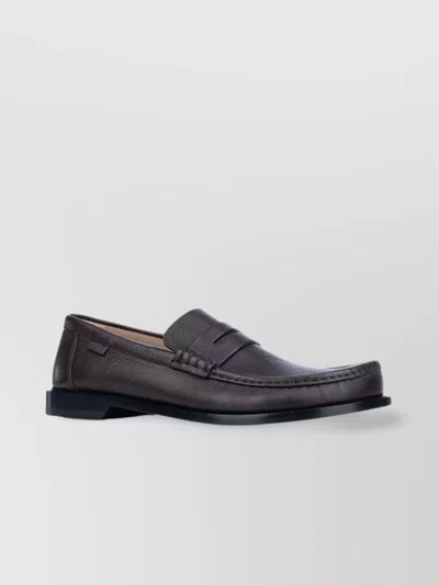 Loewe Round Toe Textured Finish Slip-on Shoes In Brown