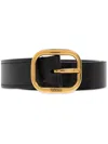 Loewe Rounded Leather Belt In Black