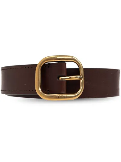 Loewe Rounded Leather Belt In Brown