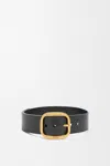 Loewe Leather Rounded-rectangle Belt In 8654 Black Vintage Brass