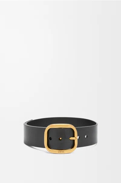 Loewe Leather Rounded-rectangle Belt In 8654 Black Vintage Brass