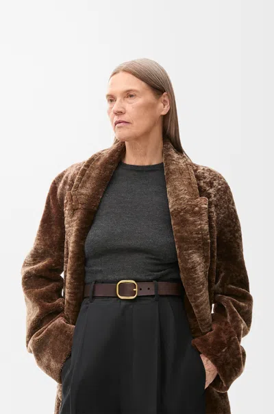 Loewe Rounded Soft Belt In Classic Leather Skin Size:95 For Woman In Metallic