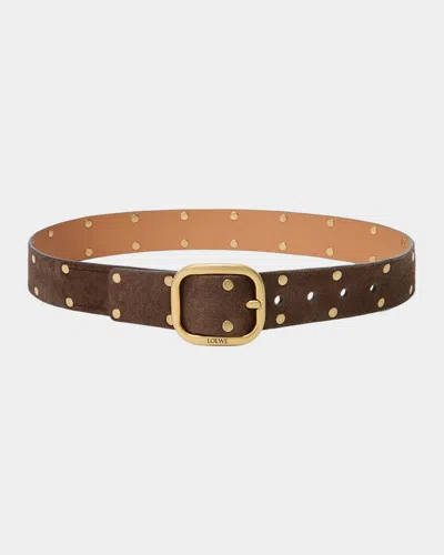 Loewe Rounded Suede Belt In Multi