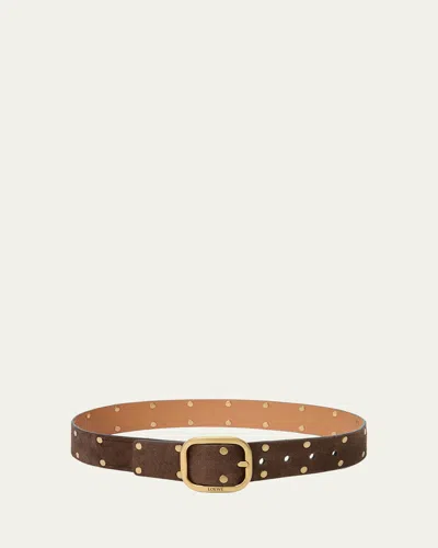 Loewe Rounded Suede Belt In Wood