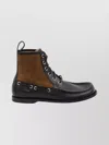Loewe Rounded Toe Calfskin Bootie With Suede Inserts In Black