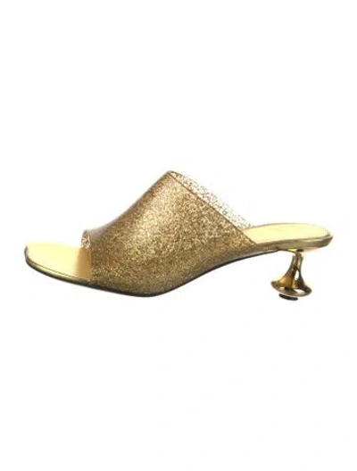 Pre-owned Loewe Rubber Glitter Accents Slides In Gold