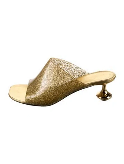 Pre-owned Loewe Rubber Glitter Accents Slides In Gold