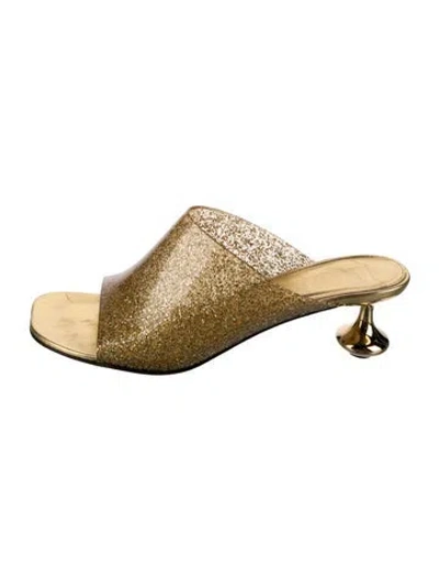Pre-owned Loewe Rubber Glitter Accents Slides In Gold