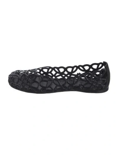 Pre-owned Loewe Rubber Lace Pattern Ballet Flats In Black