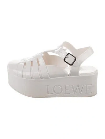 Pre-owned Loewe Rubber Sandals In White