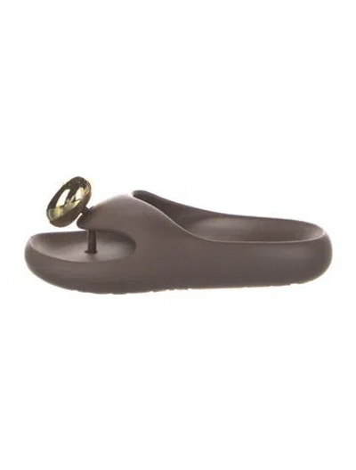 Pre-owned Loewe Rubber Slides In Brown