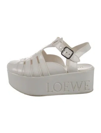 Pre-owned Loewe Rubber Slingback Pumps In White