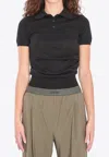 Loewe Ruched Polo T-shirt In Black