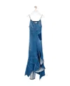 Loewe Ruffle Dress In Denim In Blue