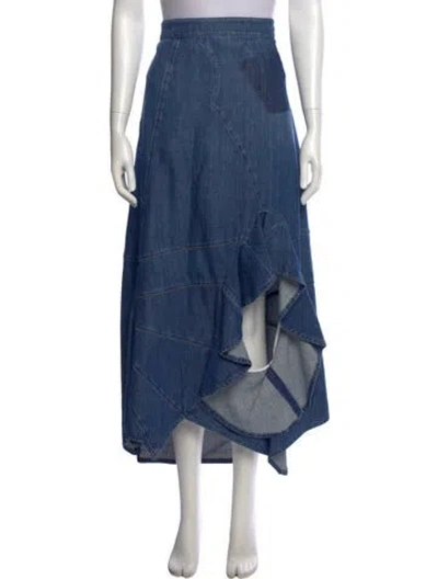 Pre-owned Loewe Ruffle Embellishment Midi Length Skirt In Blue