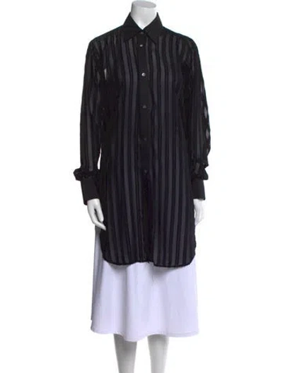Pre-owned Loewe Ruffle Striped Tunic In Black