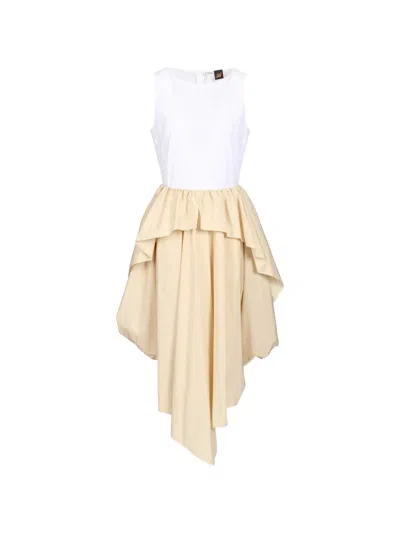 Loewe Ruffled Asymmetric Day Dress In Neutral