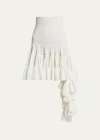 Loewe Ribbed Jersey-trimmed Ruffled Silk-crepe Mini Skirt In Off White