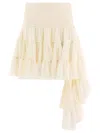 Loewe Asymmetric Ruffled Skirt Elastic Waistband In Neutral