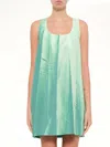 Loewe Gradient-print Crinkled Cotton Mini Shift Dress In Green
