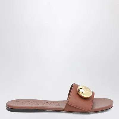 Loewe Leather Pebble Slides In Brown