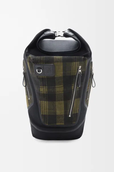 Loewe Flex Roll-top Backpack In Canvas And Brushed Suede For Man In Multi