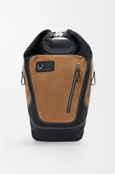 Loewe Flex Roll-top Backpack In Canvas And Suede For Man In Multi