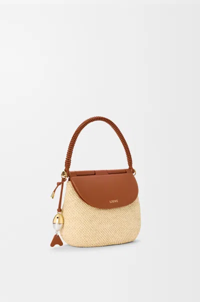 Loewe Medium Pescador Bag In Raffia And Leather Skin For Woman In Brown
