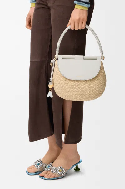 Loewe Medium Pescador Bag In Raffia And Leather Skin For Woman In Purple