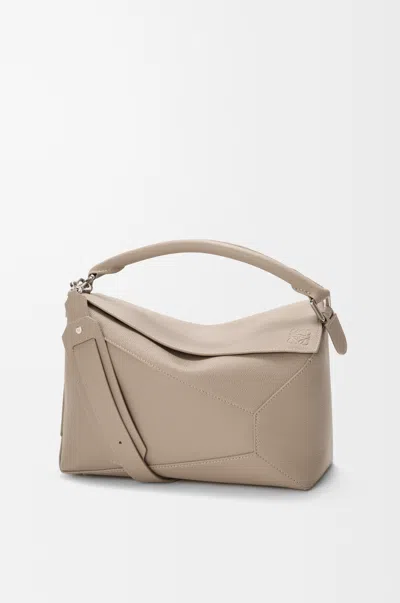 Loewe Medium Puzzle Edge Bag In Soft Grained Leather Skin For Woman In Neutral