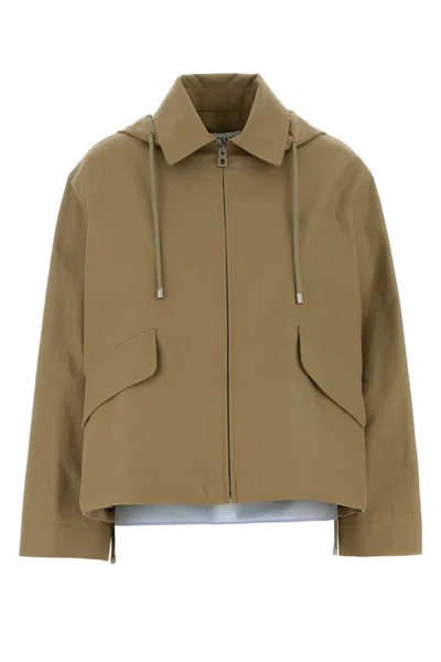 Loewe Sage Green Cotton Parka In Brown