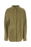 Loewe Camicia In Pelle Scamosciata Verde Salvia Donna In Green