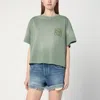 Loewe Sage Green T-shirt With Anagram Embroidery In Green