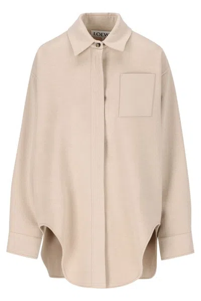 Loewe Sand Flannel Shirt In Brown