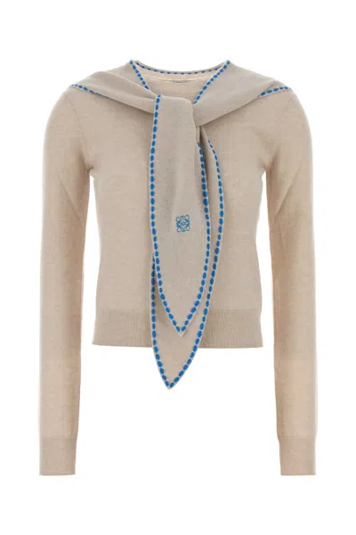 Loewe Wool Blend Sweater Long Sleeves Scarf In Neutral