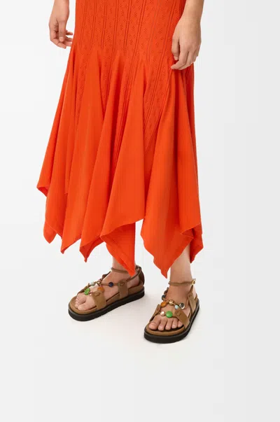 Loewe Pebble Beads Fussbett Sandal In Nappa Lambskin Size:40 For Woman In Brown