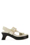 Loewe Ease 70 Oversized Buckle Suede Sandals In Canvas