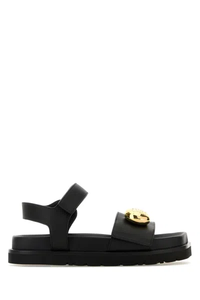 LOEWE SANDALI PEBBLE IN PELLE NERA  DONNA